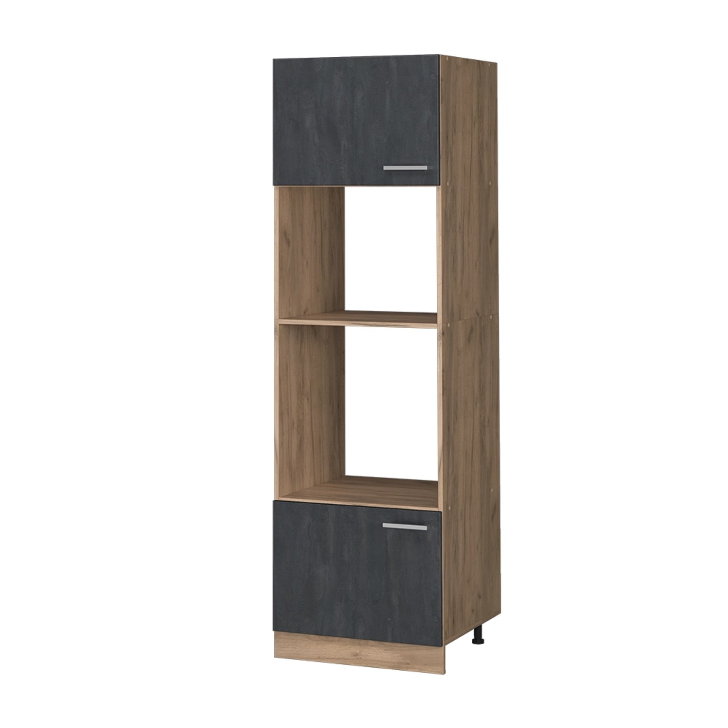 Vicco Mikrowellenschrank R-Line Küchenregal für die Mikrowelle Schwarz Beton/Goldkraft Eiche 60 cm