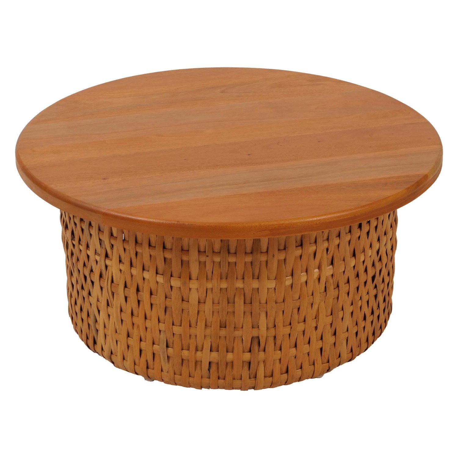 MCW Couchtisch P15 Mahagoniholz Rattan Rund Ø75cm