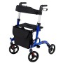 Costway Rollator Faltbar und Leicht 2-In-1 Ruhestuhl & Reiserollator Blau