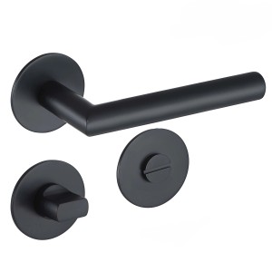 MeinTürgriff Drückergarnitur Toulouse Flachrosette Schwarz Matt Türdrücker WC