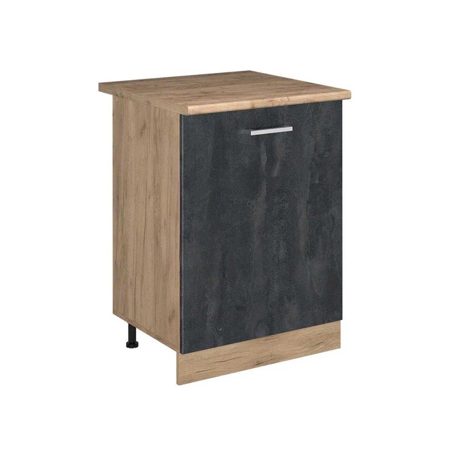 Vicco Küchenunterschrank R-Line Schwarz Beton/Goldkraft Eiche 60 x 82 mit 1 Tür Arbeitsplatte Goldkraft Eiche Art Nr 72192