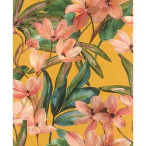 Rasch SK-Tapete Tesa 371130: Gelbe Tapete mit floralem Magnolia-Muster.