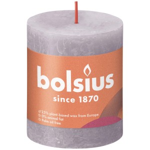 Bolsius Rustik-Kerze Shine, 80/68 mm, Gefrorener Lavendel, Stumpenkerze