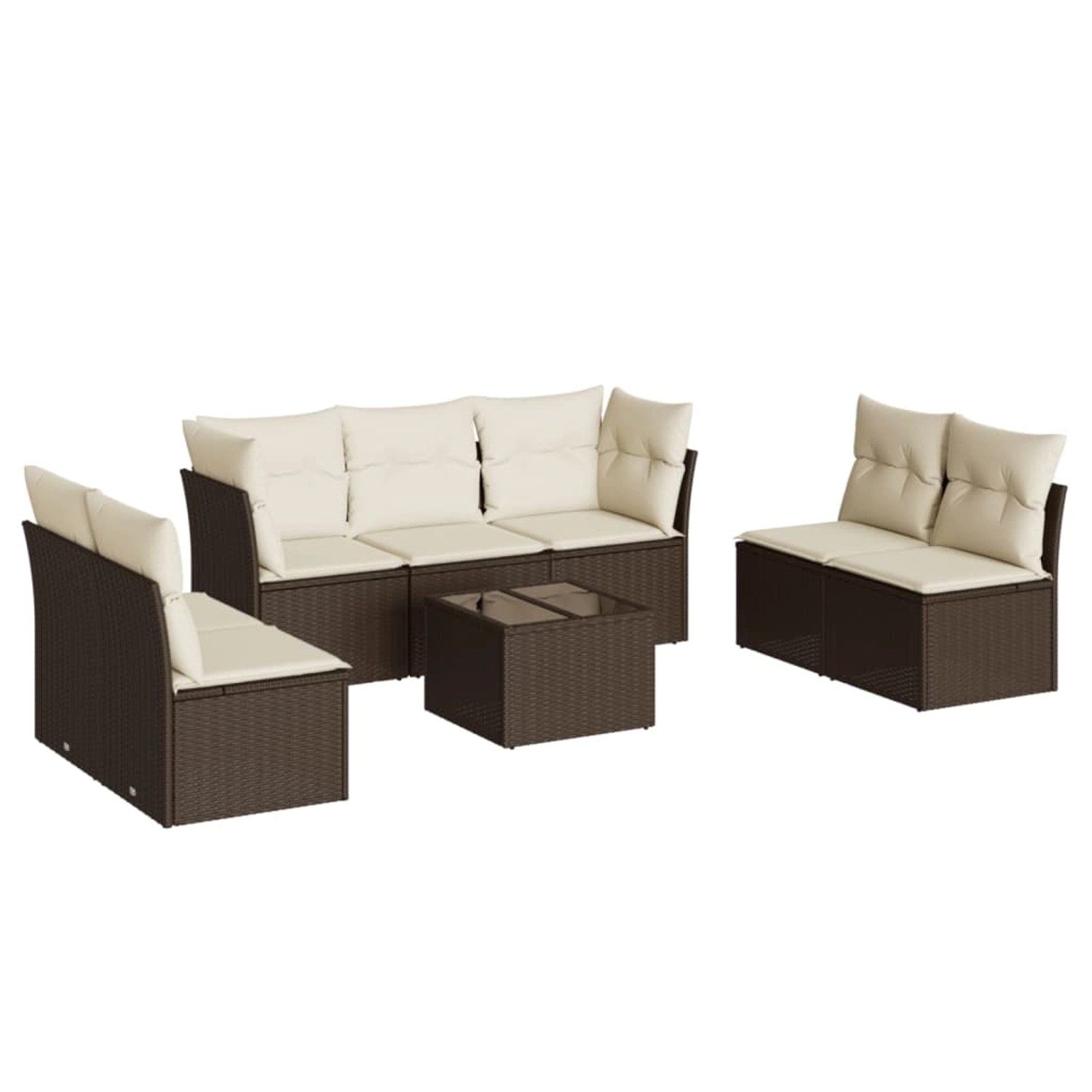 vidaXL 8-Tlg Garten-Sofagarnitur mit Kissen Braun Poly Rattan 3217423 günstig online kaufen