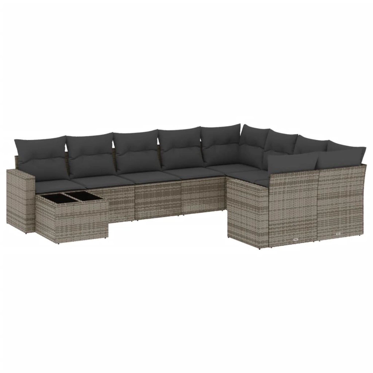 vidaXL 10-Tlg Garten-Sofagarnitur mit Kissen Grau Poly Rattan 3219450 günstig online kaufen