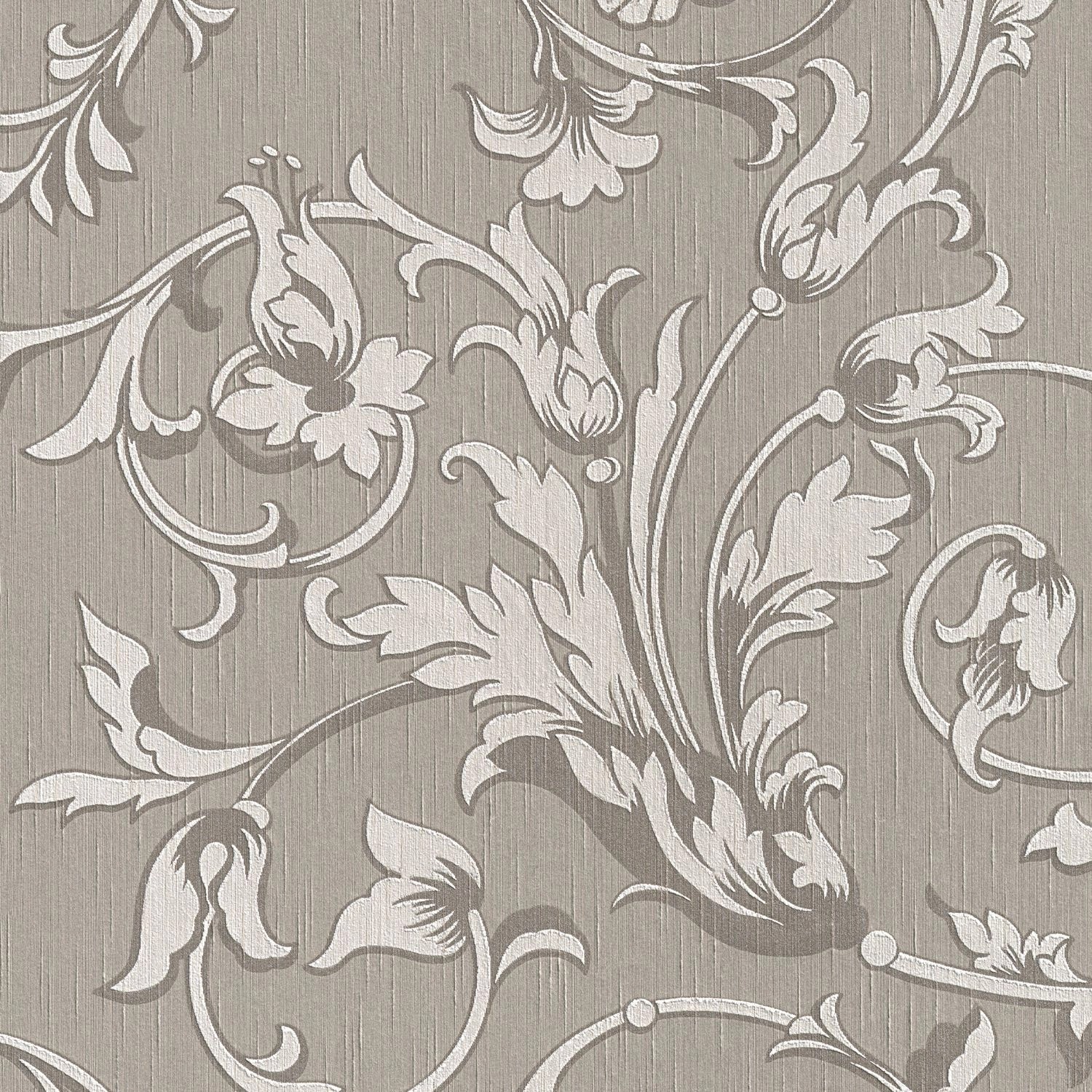 PROFHOME 956336-GU Textiloptik Tapete Blumen Matt Grau Beige 0,53 m x 10,05 günstig online kaufen