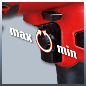 Detailaufnahme: Drehzahlregler der Einhell Schlagbohrmaschine TC-ID 550 E (min/max)