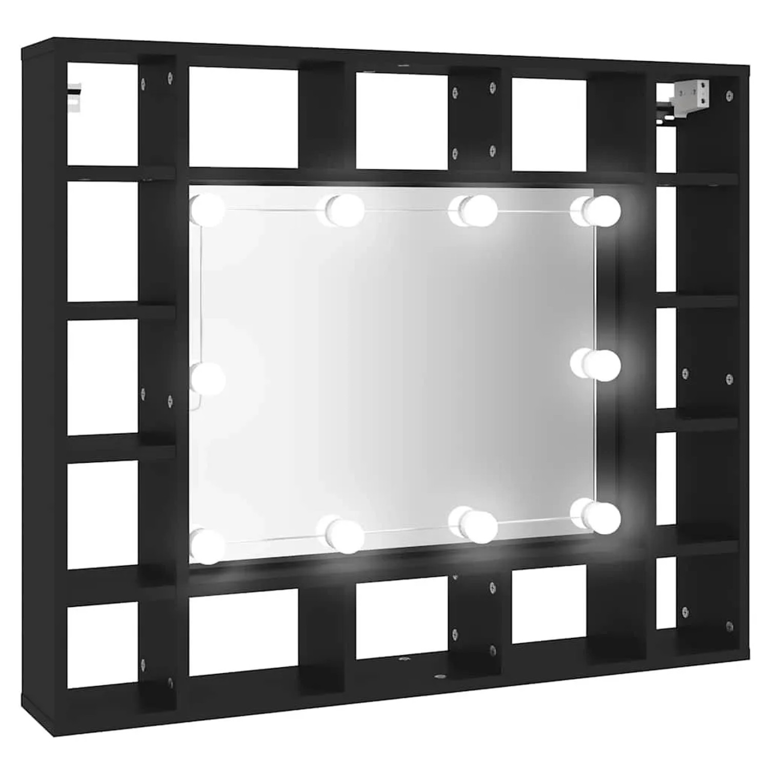 vidaXL LED-Spiegelschrank Schwarz 91x15x76,5 cm 833496