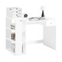 Weißer SoBuy Schreibtisch FWT35-W mit Schublade und Ablagen für Büro oder Jugendzimmer.