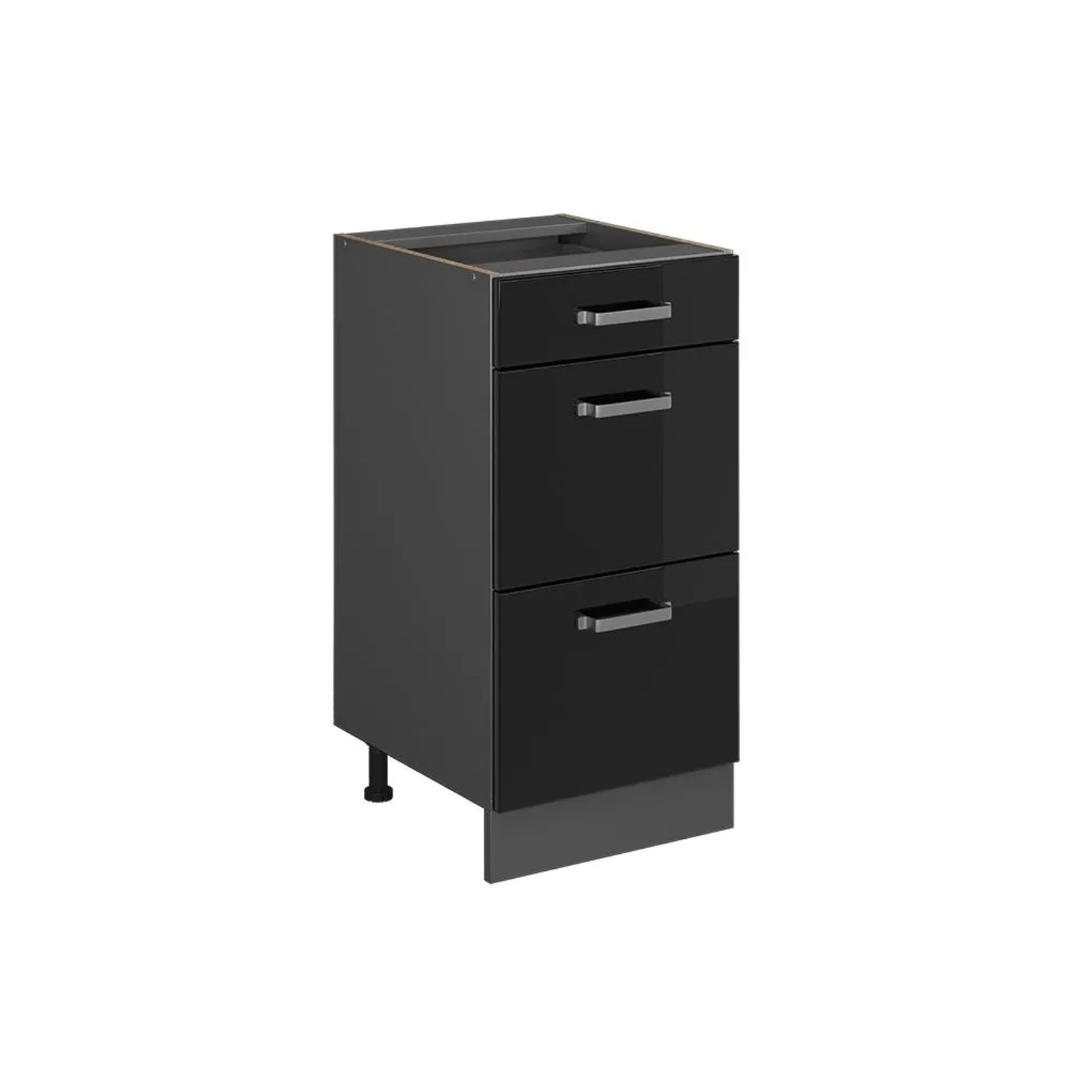 Vicco Küchenunterschrank R-Line Schwarz Hochglanz Anthrazit 40 cm mit Schubladen ohne Arbeitsplatte