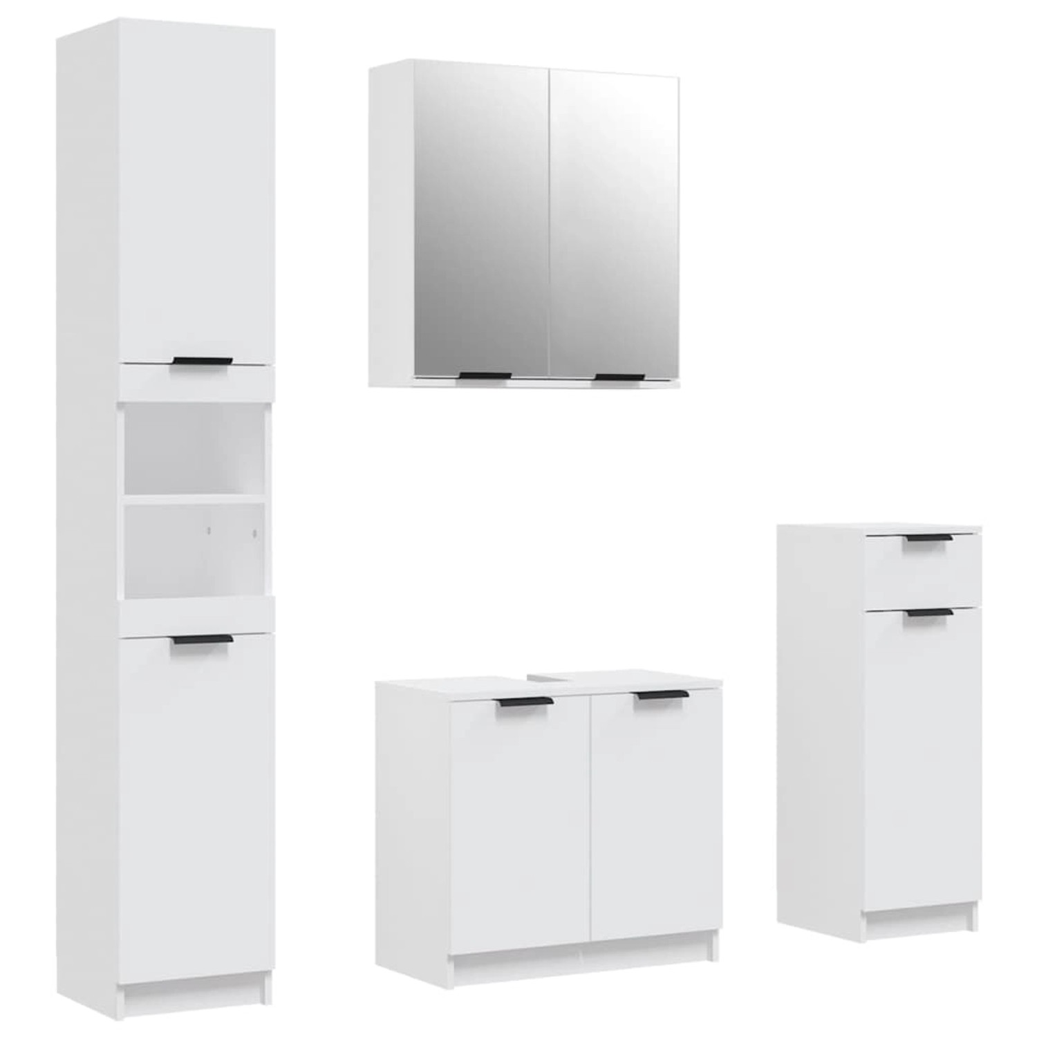 vidaXL 4-tlg. Badmöbel-Set Weiß Holzwerkstoff Modell 4 günstig online kaufen
