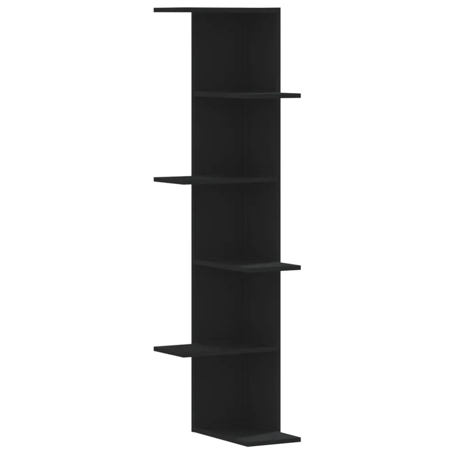 vidaXL Wand-Eckregal Schwarz 36,5x36,5x140 cm Holzwerkstoff 852628