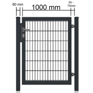 Gartentor für Doppelstabmattenzaun, Vollrahmen, Anthrazit, 100x80 cm.