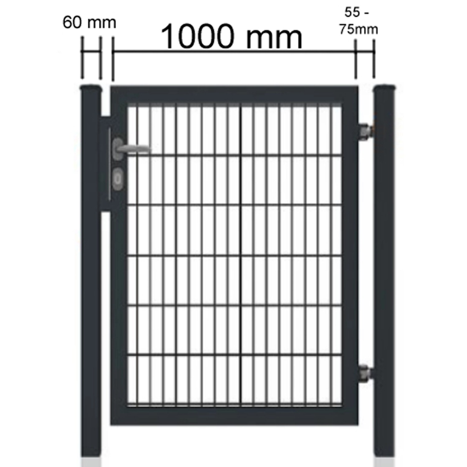 Gartentor für Doppelstabmattenzaun, Vollrahmen, Anthrazit, 100x80 cm.