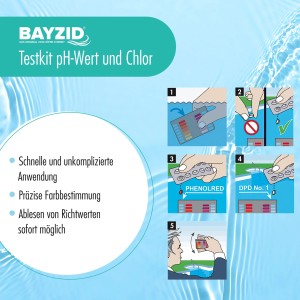 Höfer Chemie Pooltester: Test-Kit zur Messung von Chlorgehalt und pH-Wert mit Reagenztabletten.