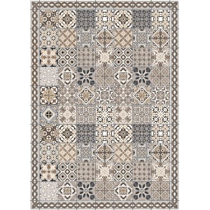 Dekorativer Teppich Smuq Porto, 140x200 cm, mit traditionellem Muster in Beige- und Grautönen.