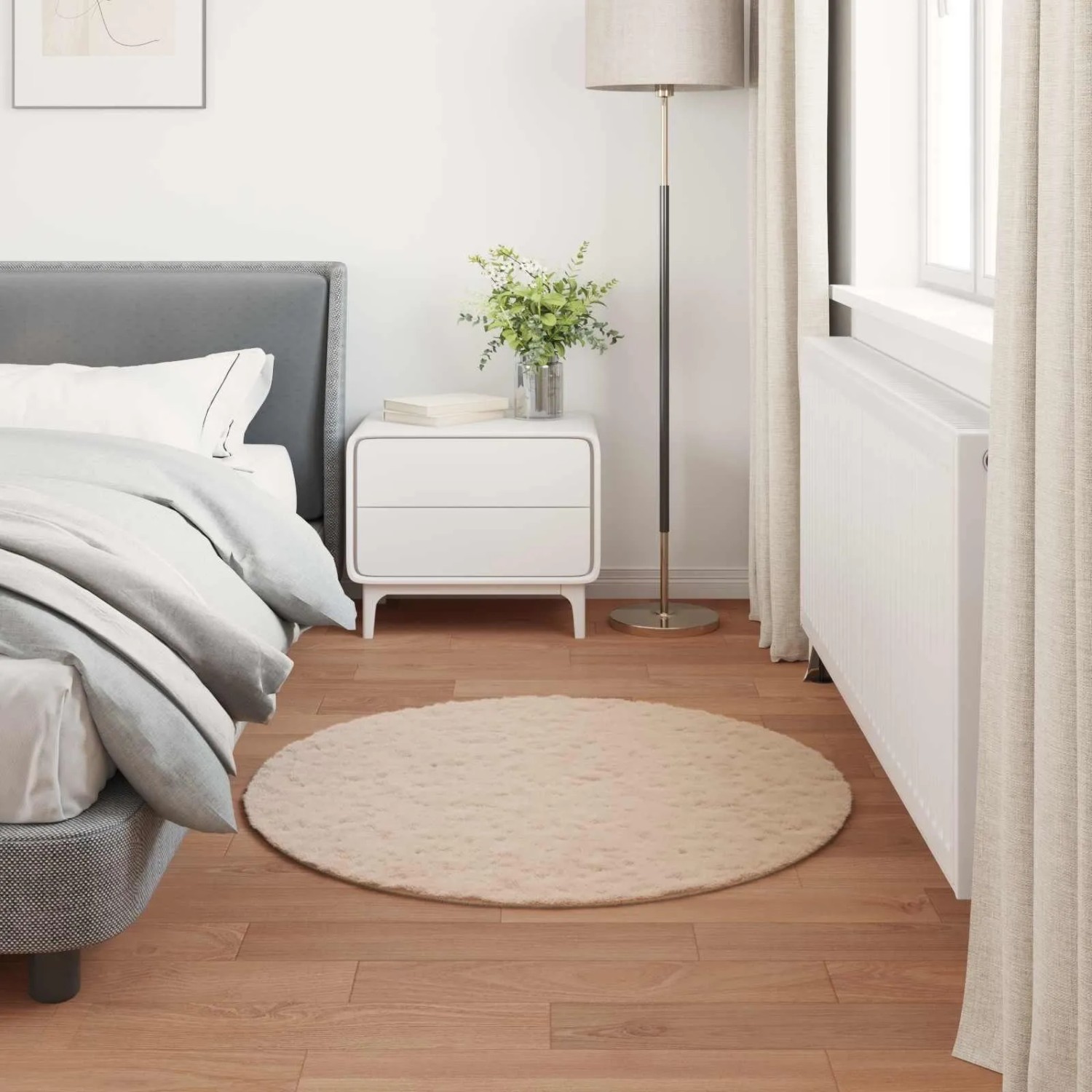 vidaXL Kunstfell Hasen Teppich Olite Taupe Ø 120 cm Polyester 42021757_4