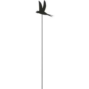 Schwarzer Gartenstecker Schwalbe von Mica Decorations, 85cm hoch, aus Metall.