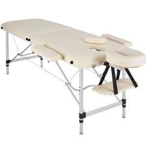 Tectake 2 Zonen Massageliege Set  Breite 61 cm  Polsterung 4 cm Inklusive Lagerungsrollen und Tragetasche  210 x 95 x 89 cm Beige