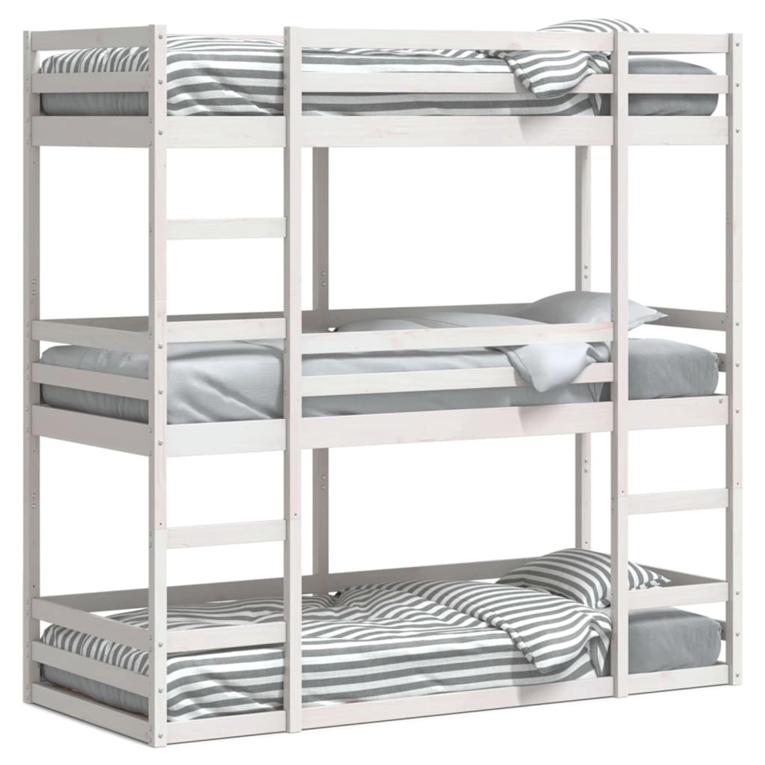 vidaXL Dreifach-Etagenbett Weiß 90x200 cm Massivholz Kiefer 3284255 günstig online kaufen