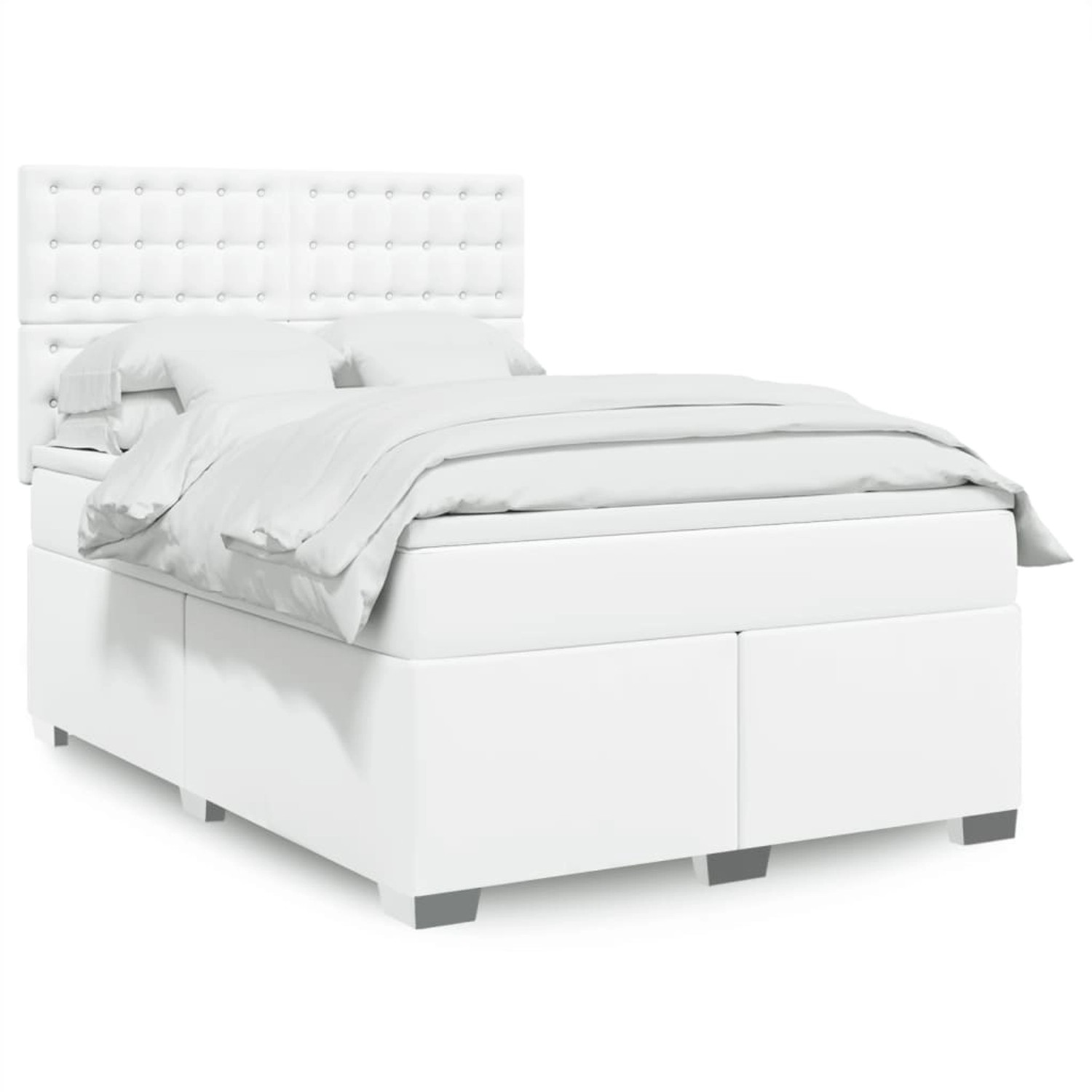 vidaXL Boxspringbett mit Matratze Weiß 140x200 cm Kunstleder 3293025 günstig online kaufen