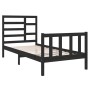 Schwarzes Massivholzbett 75x190 cm (Small Single) mit Lattenrost. Bett für Jugendzimmer oder Gästezimmer.
