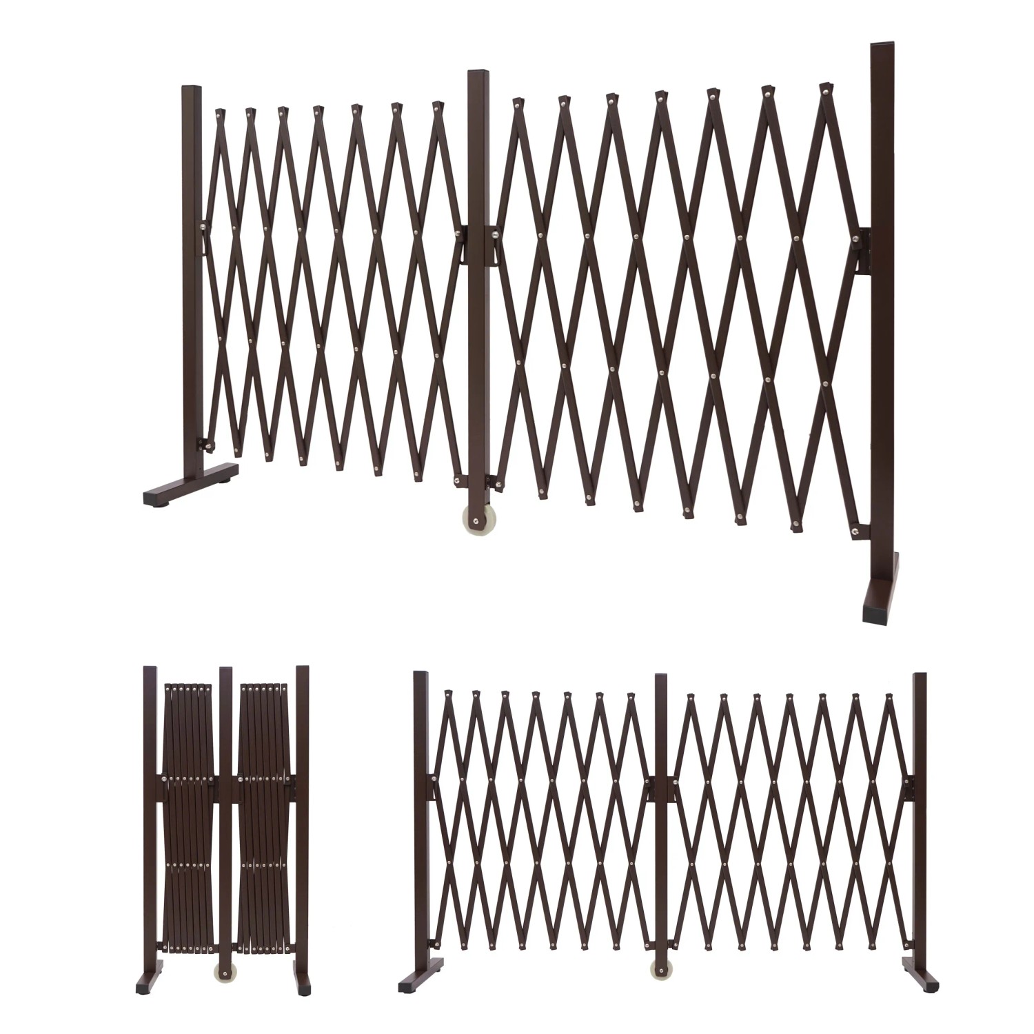 Braunes MCW Absperrgitter B34 aus Aluminium, ausziehbar von 52-400cm, als Gartenzaun oder Schutzgitter.