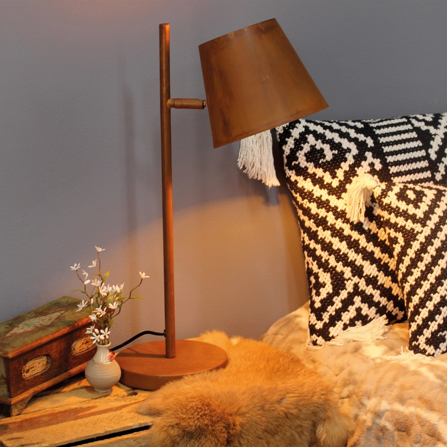 Luce Design Tischleuchte Colt 1-flammig Edelrost Ø 18 cm