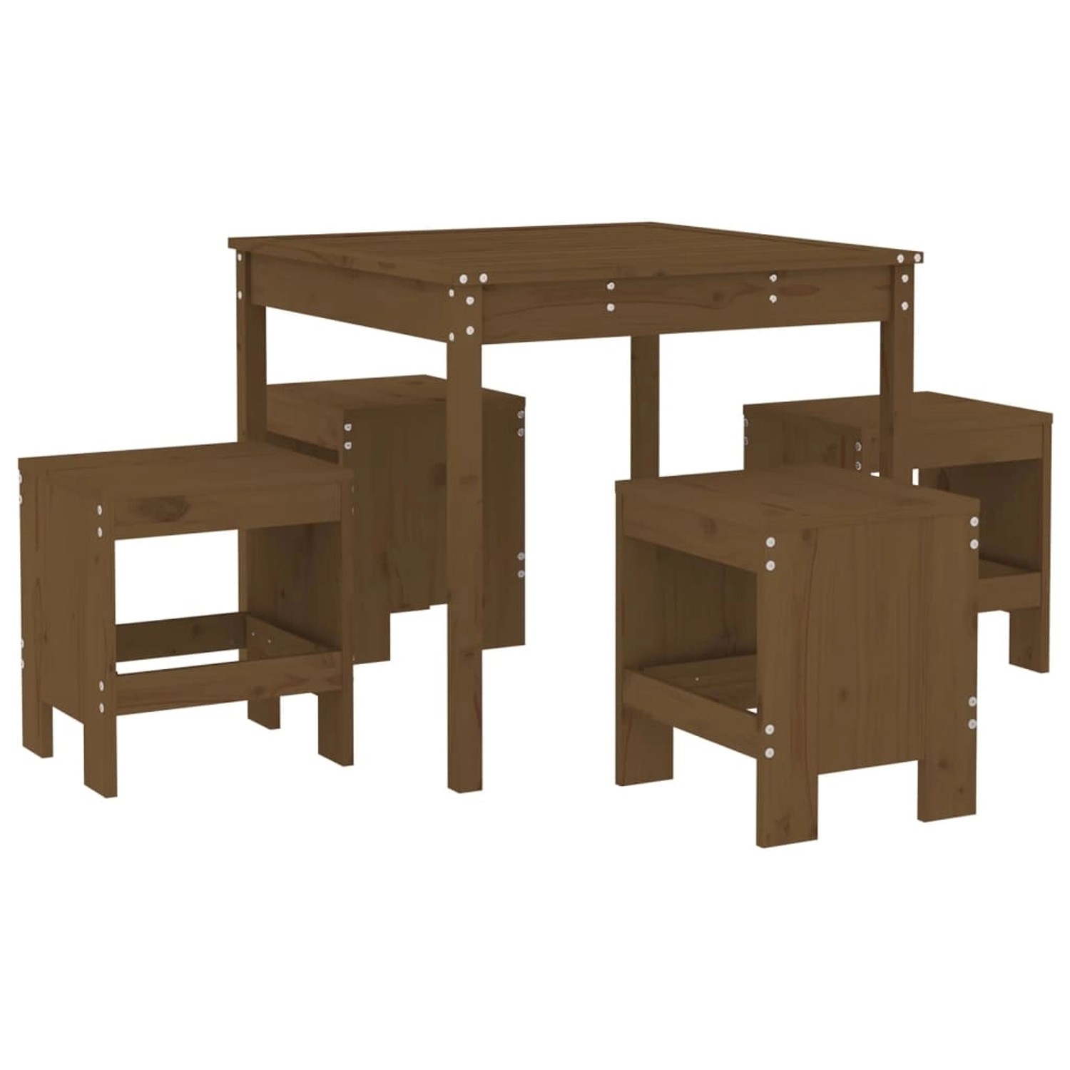 vidaXL 5-tlg Garten-Essgruppe Honigbraun Massivholz Kiefer Modell 1 günstig online kaufen