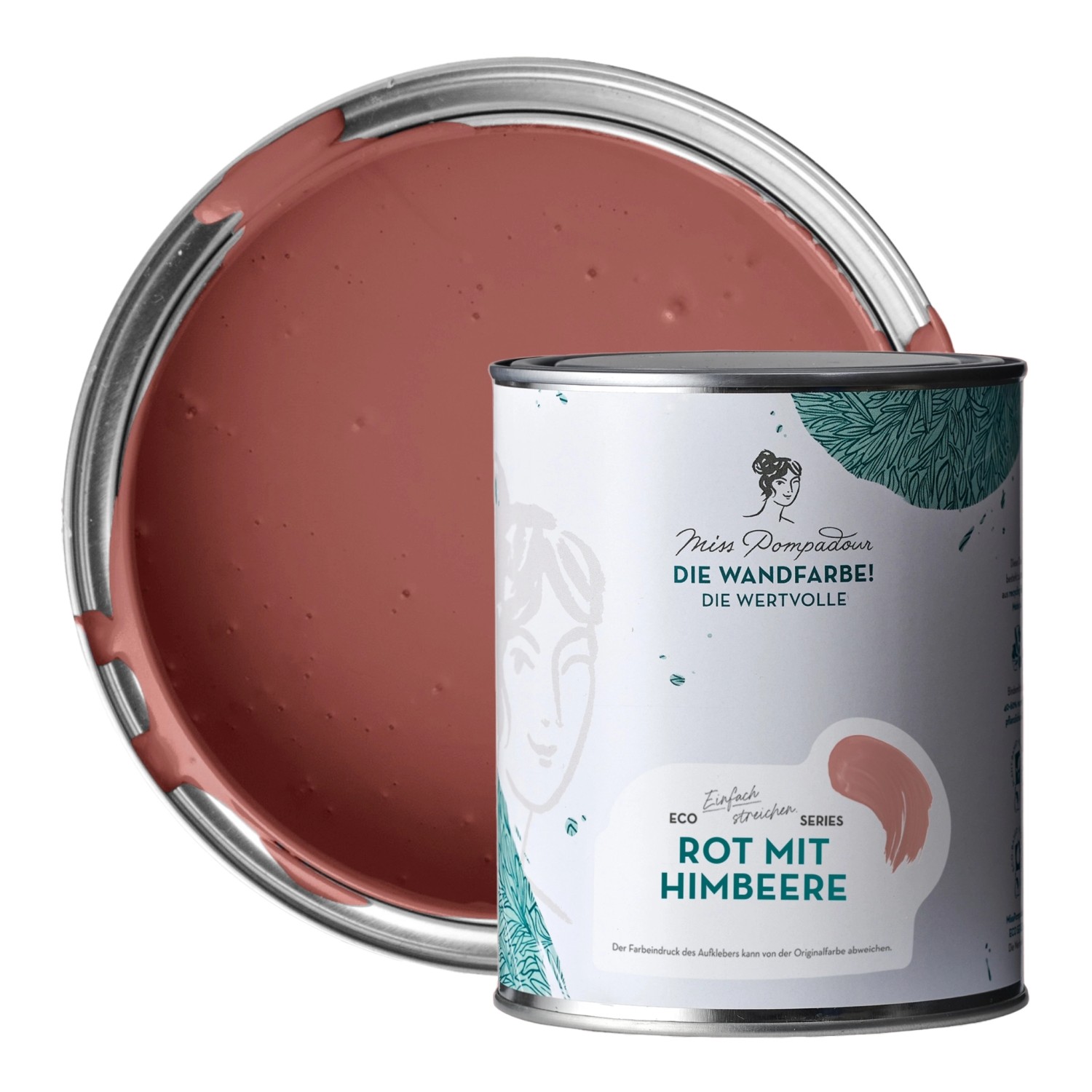 MissPompadour Extramatte Wandfarbe Rot mit Himbeere 1L Hochdeckend Spritzfrei