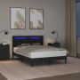 Schwarzes vidaXL Bett 160x200 mit LED-Leisten, Kunstleder-Bettrahmen im Schlafzimmer.