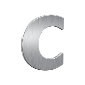 Edelstahl Hausnummer Buchstabe 'c' von Basi, gebürstete Optik.