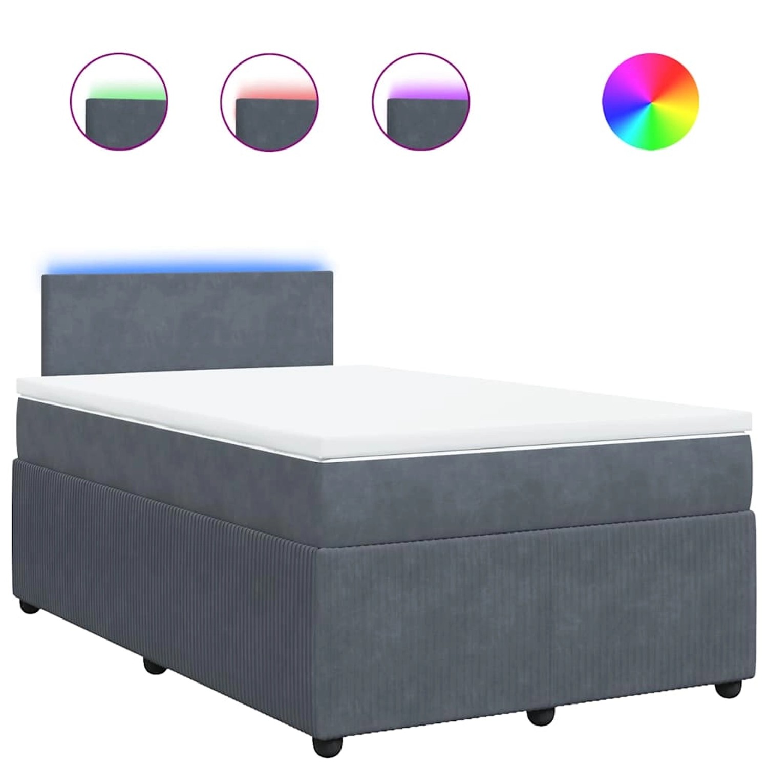 vidaXL Boxspringbett mit Matratze Dunkelgrau 120x190 cm Samt 3289981 günstig online kaufen