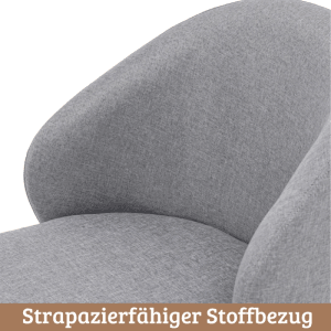 DELUKE Esszimmerstühle 2er Set ERIK Stoffbezug Eichenholz Beine Gepolsterte Sitzfläche Skandinavisch Minimalistisch Stühle Esszimmer Hellgrau