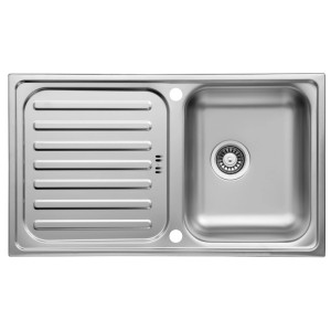 Respekta Edelstahlspüle Riverside, 86x50 cm, mit Abtropffläche und Siebkorb.
