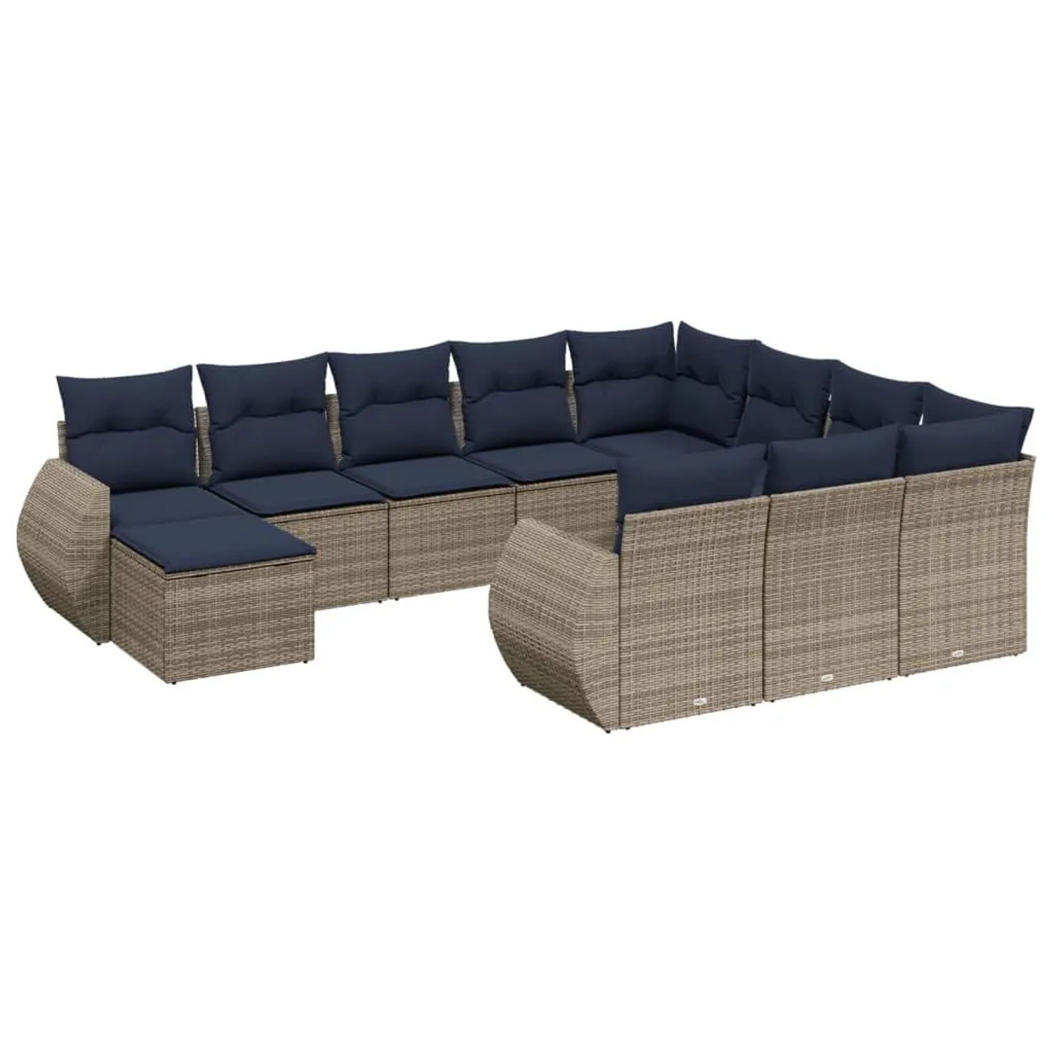 vidaXL 11-Tlg Gartensofa-Set mit Kissen Grau Polyrattan 3225193 günstig online kaufen