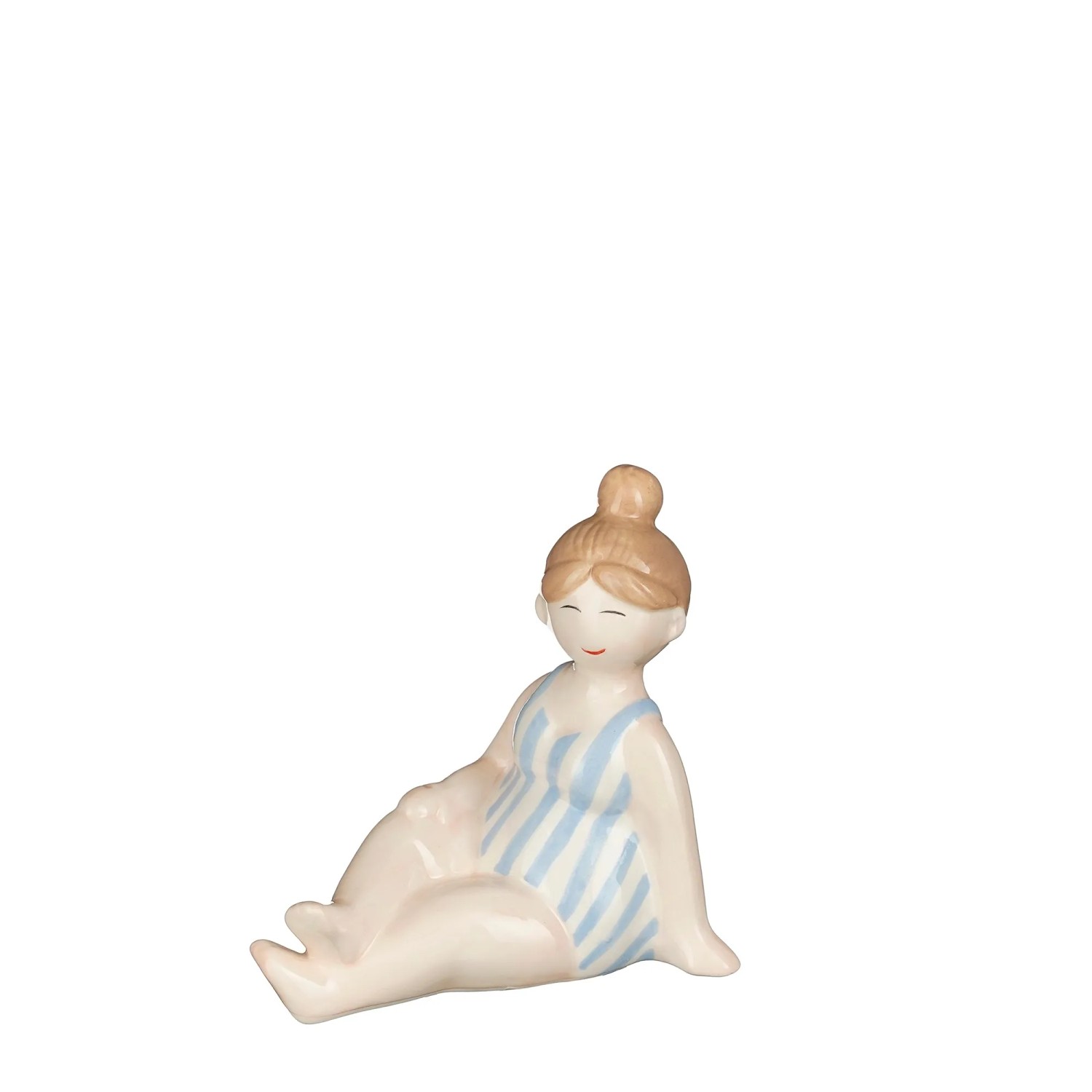 Dekorative Mica Decorations Dame, blau sortiert, 14x6x13 cm. Figur im blau-weiß gestreiften Badeanzug.