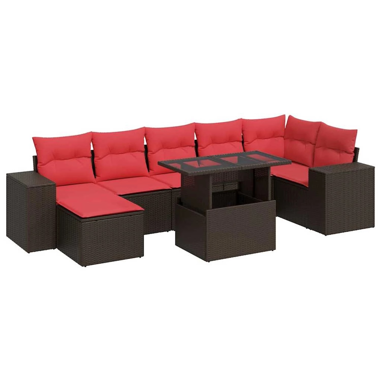 vidaXL 8-Tlg Garten-Sofagarnitur mit Kissen Braun Poly Rattan Akazie 3326845