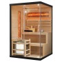 Artsauna Vantaa Sauna 120x120cm mit 3,5 kW Ofen, Hemlockholz, Glasfront, Zubehör. Massivholzsauna für 2 Personen.