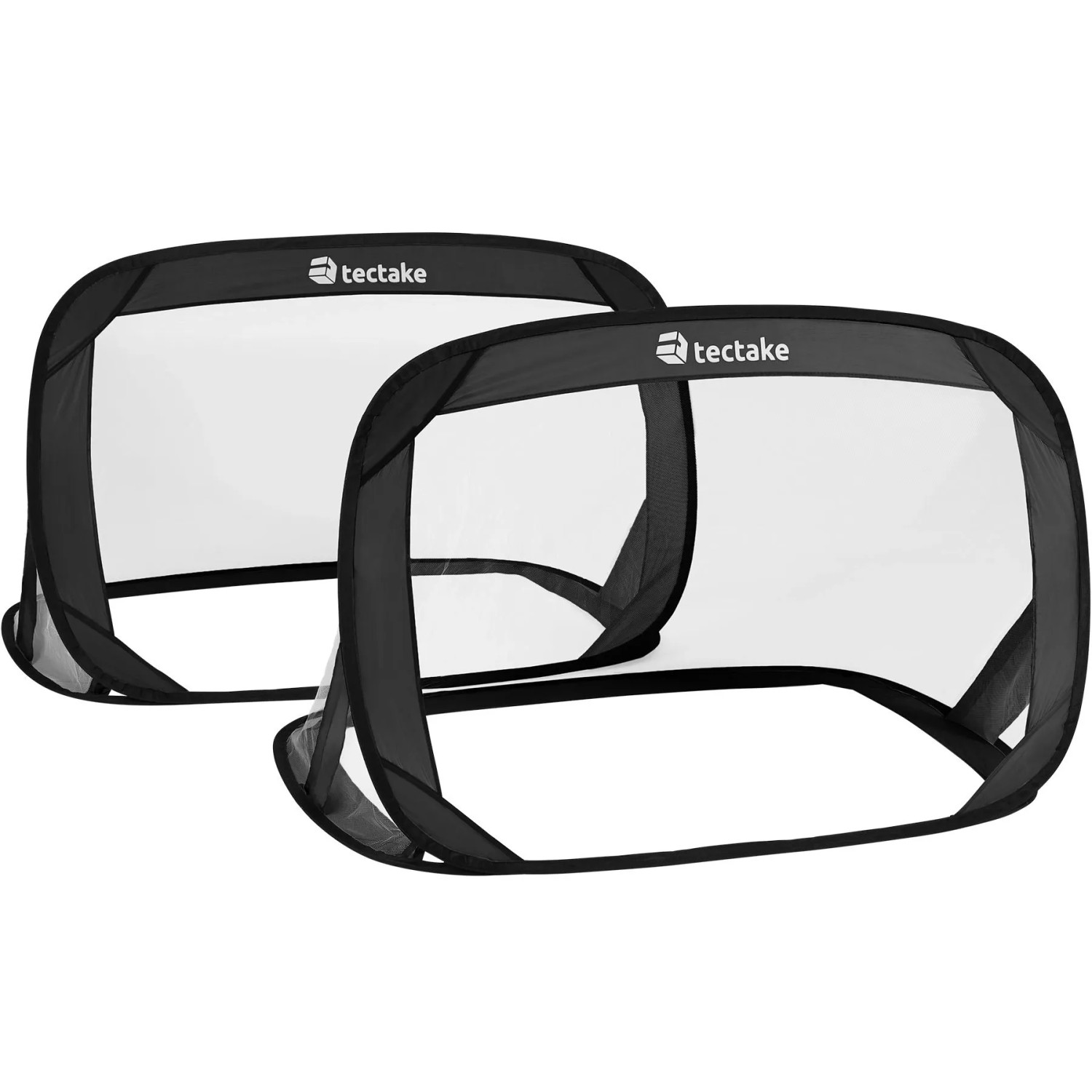 Tectake 2Er Set Pop Up Fußballtor  Selbstentfaltend Witterungsbeständig  118 x 80 x 77 cm Schwarz