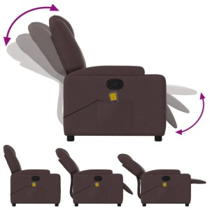 Dunkelbrauner vidaXL Massagesessel aus Stoff mit verstellbarer Rückenlehne und Fußstütze.