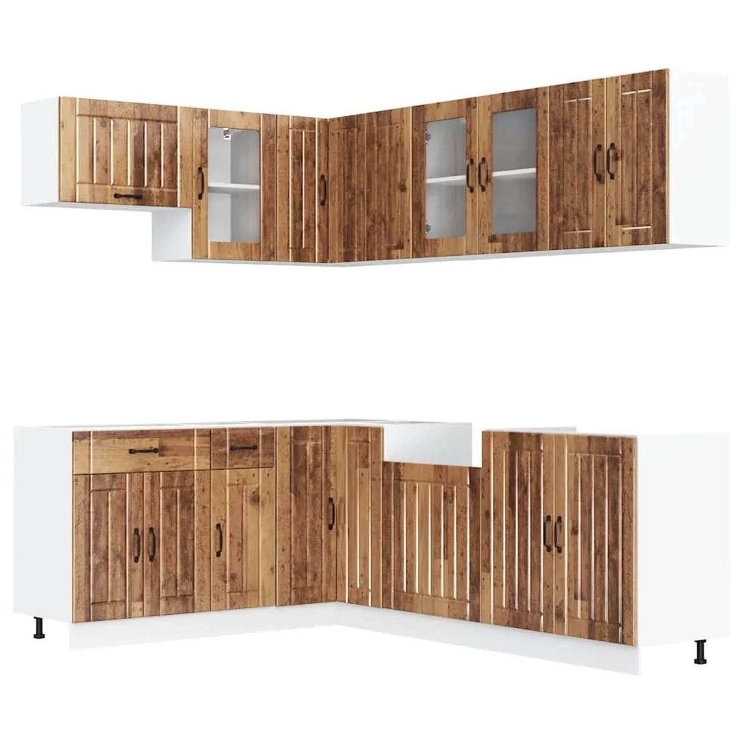 vidaXL 11 Tlg Küchenschrank-Set Lucca Altholz-Optik Holzwerkstoff 3314899 günstig online kaufen