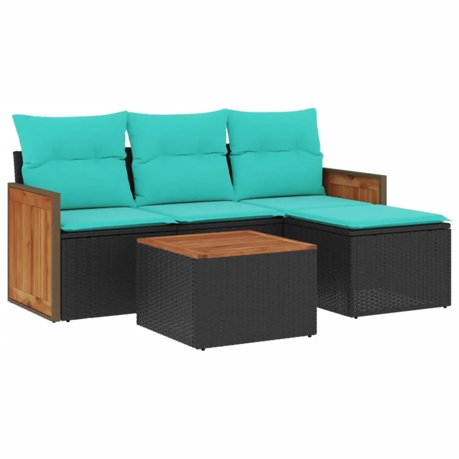 vidaXL 5-Tlg Gartensofa-Set mit Kissen Schwarz Polyrattan 3227590 günstig online kaufen