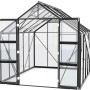 Vitavia Gewächshaus Olymp 8300 ESG Schwarz mit geöffneten Türen und Fenstern.