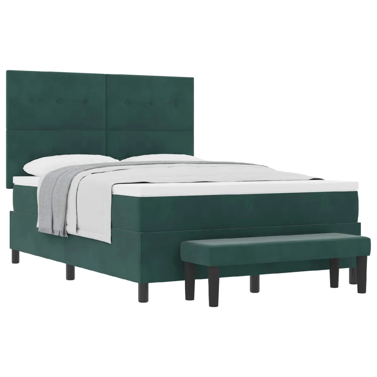 vidaXL Boxspringbett mit Matratze Dunkelgrün 160 x 200 cm Samt 3344525