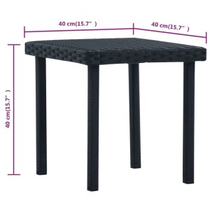 Schwarzer vidaXL Garten-Beistelltisch aus Poly Rattan, 40x40x40 cm.