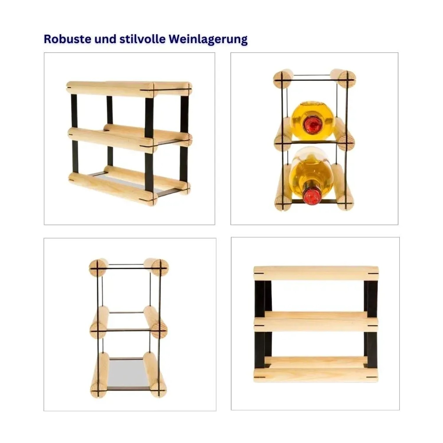 PROREGAL Weinregal Vinotega aus Kiefernholz, natur, für 2 Flaschen, modulare Bauweise.