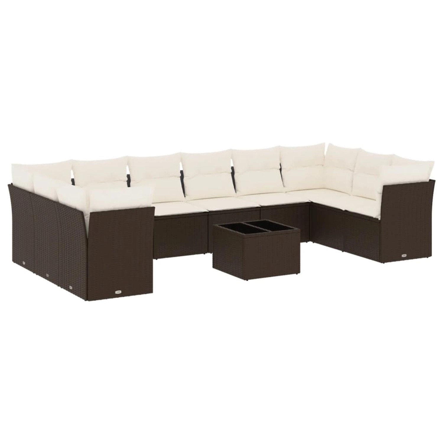 vidaXL 11-Tlg Garten-Sofagarnitur mit Kissen Braun Poly Rattan 3250052 günstig online kaufen