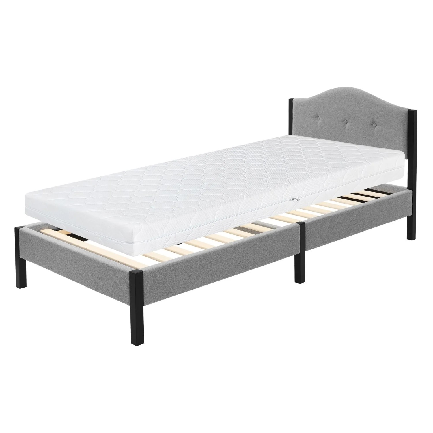 ML-Design Polsterbett 90x200 cm Grau Bettgestell mit Matratze H16 cm