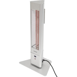 Vasner HeatTower Mini Infrarot-Heizstrahler, 1500W, silberner Standheizstrahler für Terrasse und Balkon.